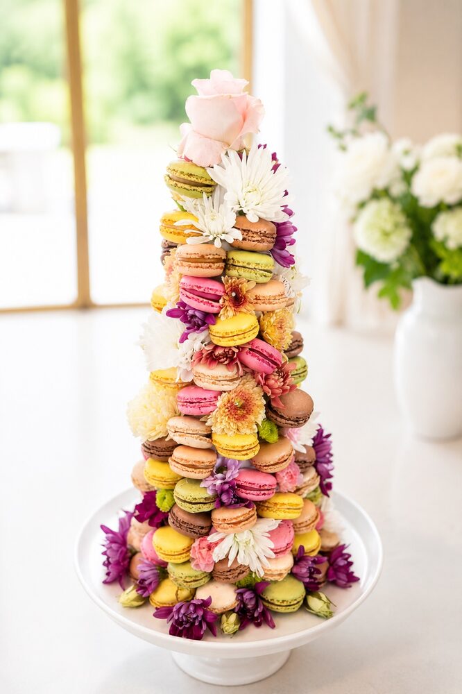 Floral macaron tower